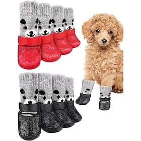 Autumn Winter Pet Dog Shoes Socks Waterproof Cats Dogs Rubber Socks Non-slip Dog Rain Snow Boots Socks Dogs Knitting Warm Socks