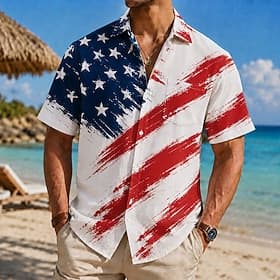 4 juli 2026 250e Voor heren Amerikaanse vlag Overhemd Zomer overhemd Korte mouw Vaderlandslievend Dagelijks Streetwear Zomer Lente Strijkijzer 3D-afdrukken Voo