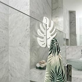 1Pc Monstera Leaf Bathroom Hook, Suitable for 8mm Glass, Creative Leaf Design Clip for Bath Towels and Robes, No Drill Glass Door Hook, Bathroom Towel Rack