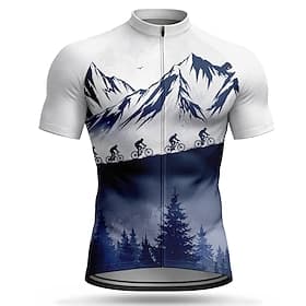 Homme Maillot de cyclisme Géométrique Manche Courte Cyclisme Maillot Top avec 3 poches arrière Résistant aux UV Séchage Rapide Avec Poches Fermeture Éclair Fro