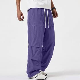 Men's Trousers Casual Pants Baggy Pants Parachute Pants Quick-dry Pants Drawstring 2 in 1 Multi Pocket Plain Moisture Wicking Breathable Full Length Casual Dai