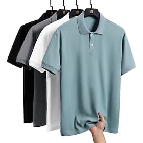 Men's Polo Shirts Casual Street Lapel Short Sleeve Basic Modern Plain Cooling Breathable Summer Spring Black White Green Dark Grey Polo Shirts
