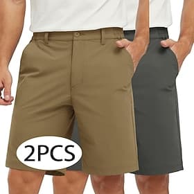 Herre Shorts Dress Shorts Arbeidshorts Shorts til golfbruk Lomme Elastisk midje عادي Komfort Pustende Over Knæet Avslappet utendørs Strand Ferie Mote Svart ly
