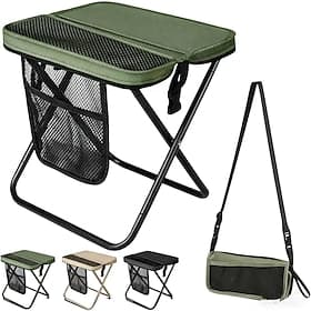 Faltbarer Rucksackhocker mit Aufbewahrungstaschen, tragbarer, leichter Outdoor-Rucksackstuhl für Erwachsene, kompakt, ideal für Reisen, Camping, Wandern, Angel
