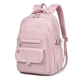 Koreanischer, wasserdichter Nylon-College-Rucksack für Teenager-Mädchen mit großem Fassungsvermögen und vielen Fächern, pinkfarbener, ästhetischer Schulrucksac