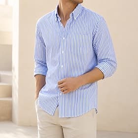 Men's Shirt Button-Down Shirt Blue Stripe
