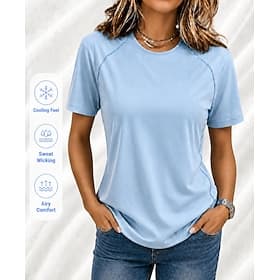 Women's Moisture Wicking Quick Drying T Shirt Tee Top Elegant Classic Breathable Short Sleeve Crew Neck Long Tops Casual Gym Sports Blue Black White Light Gree