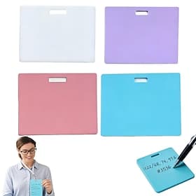 4 Pcs Erasable Badge Notes, Reusable Silicone Vertical Badge Buddy Notepad, Dual-Side Writable Note with Badge Clip, Ballpoint Pen and Alcohol Erasure, for Nur