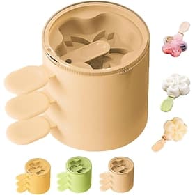 Flower Shaped Silicone Ice Cream Mold with Lid and Reusable Sticks, Cute Popsicle Maker for Homemade Frozen Yogurt, Peach Pops, Juice and Ice Cream, Summer Des