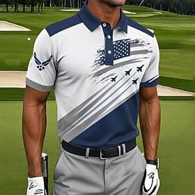 4 juillet 2026, 250e anniversaire Homme Drapeau Américain Golf Polos de Sport Manche Courte Polos Chemises à Col Occasionnel Athleisure Tenue quotidienne Tenue
