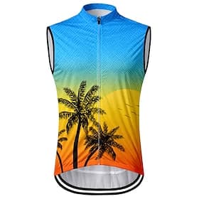 Men Cycling Vest Cycling Jersey Gradient Tropical Sleeveless Bike Vest / Gilet Jersey Top with 3 Rear Pockets Quick Dry Back Pocket Moisture Wicking Breathable