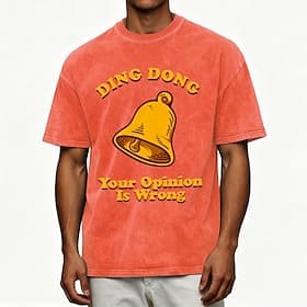 Men's Ding Dong Your Opinion Is Wrong 100 Cotton Acid Wash Heavyweight T-shirt Short Sleeve T shirt DTG Crew Neck Shirt Fashion Daily Holiday Blue Black Red Sp