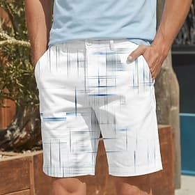 Men's Gradient Line Abstract Art Bermuda Shorts Casual Shorts Golf Shorts Mid Waist Business Casual Daily Work Beach Vacation Wear Flat Front Shorts with 4 Poc