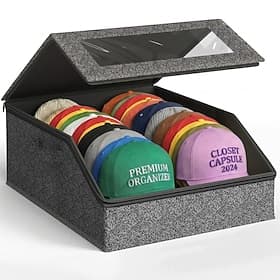 1 Pc Hat Storage Box Organizer, Stackable Baseball Cap Storage Container With Clear Visual Window Design, Dust-Proof Foldable Cap Holder Can Hold Up To 24 Base