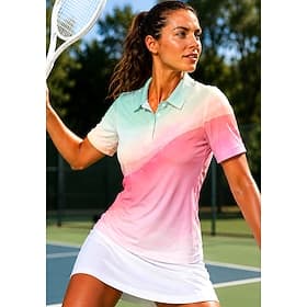 Gradient Sport Shirt Golf Polo Shirt Tennis Shirt Tennis Tee Short Sleeve Floral Buttons UPF50 UV Resistant High Elasticity Moisture Wicking Breathable Volleyb