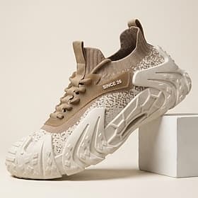 Men's Chunky Sole Fashion Sneakers, Breathable Lace-Up Casual Shoes, Streetwear Sport Shoes for Outdoor, Travel, Daily Walking