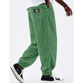 Men's Trousers Corduroy Pants Winter Pants Casual Pants Drawstring Elastic Cuff Solid Color Comfort Comfortable Full Length Casual Daily Outdoor Fashion Classi