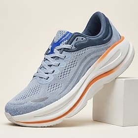 Men's Blue Running Sneakers, Breathable Lace-Up Athletic Shoes, Lightweight Cushion Walking Shoes for Gym, Travel, Outdoor