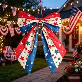 America 250th Anniversary Bow Door Decoration Patriotic Red White Blue Hanging Bow 4th of July Independence Day Front Door Porch Party Decor