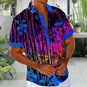 Men's Coconut Tree Tropical Plants Summer Hawaiian Shirt Tropical Shirts Aloha Shirt Short Sleeve Hawaiian Vacation Holiday Summer Spring Turndown 3D Print Fro