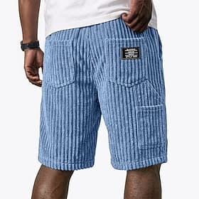 Hombre Pantalón corto Pantalones cortos casuales Pantalones cortos de pana Bolsillo Cintura elástica Plano Comodidad Transpirable Longitud de la rodilla Casual