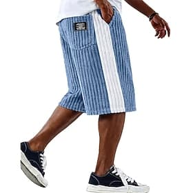 Men's Shorts Casual Shorts Corduroy Shorts Textured Shorts Patchwork Color Block Plain Solid Comfort Breathable Knee Length Casual Outdoor Beach Vacation Fashi