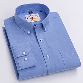 Men's Shirt Dress Shirt Button Down Shirt Oxford Shirt Plain Outdoor Business Blue Black White Pink Long Sleeve Turndown Summer Spring Clothing Apparel Pocket