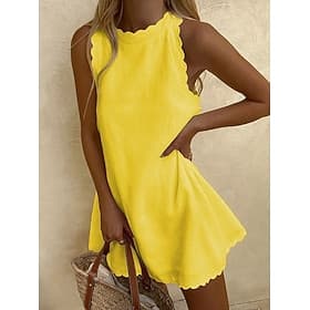 Women's Mini Dress Casual Dress Vest Dress Summer Dress Basic Classic Daily Vacation Regular Fit Plain Sleeveless Crew Neck Yellow Red Purple Rose Red Summer S