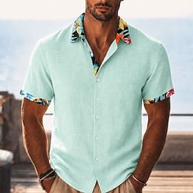 Men's Tropical Flowers Shirt Summer Hawaiian Shirt Tropical Shirts Short Sleeve Hawaiian Casual Holiday Beach Wear Summer Spring Turndown 3D Print Button Up Sh