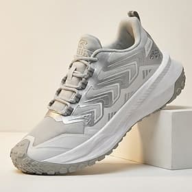 Men's Grey Trail Running Sneakers, Lace-Up Outdoor Walking Shoes, Non-Slip Sport Shoes for Hiking, Travel, Daily Wear