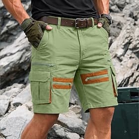 Men's Tactical Cargo Cargo Shorts Shorts Casual Shorts Pocket Elastic Waist Plain Color-block Solid Short Casual Outdoor Streetwear Fashion Streetwear Khaki Bl