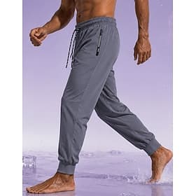 Men's Joggers Trousers Casual Pants Quick-dry Pants Cooling Pants Drawstring Pocket Elastic Waist Plain Lightweight Breathable Full Length Daily Gym Sports Out
