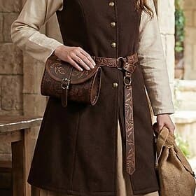 Rétro Vintage Médiéval Renaissance Ceinture Taille Sac Banane Bard Ranger Feuille Déguisement Femmes Fantaisie Halloween Carnaval Mascarade Foire de la Renaiss