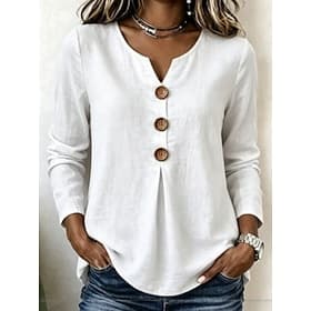 Women's Shirt Solid Color Plain Bohemia Vacation Vintage Long Sleeve V Neck Long Tops Casual Blue Black White Red Beige Summer Spring