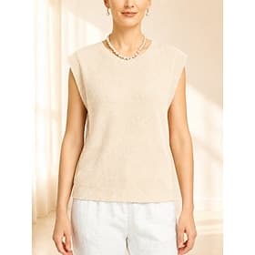 Women's T Shirt Tank Top Tee Top Striped Elegant Stylish Sleeveless Raglan Sleeves Crew Neck Regular Tops Daily Pink Sky Blue Apricot Summer Spring