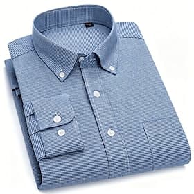 Men's Shirt Dress Shirt Button Down Shirt Casual Shirt Plain Casual Daily Blue Green Dark Gray Long Sleeve Turndown Summer Spring Clothing Apparel Pocket