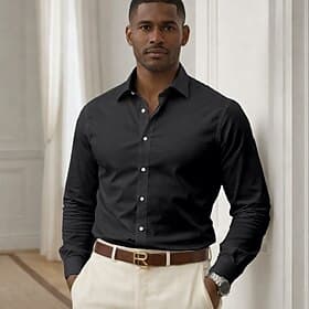 Homme Chemise Chemise habillée Chemise sans repassage Chemise Boutonnée Bloc de Couleur Quotidien Affaires Noir Blanche Vert Claire Rose dragée manche longue C