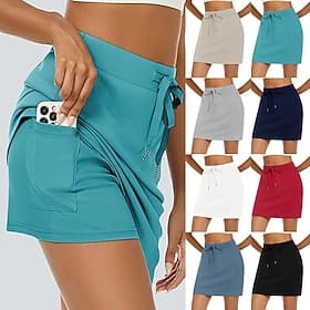 Women's Tennis Golf Skirts Basic Casual Knee-length High Waist Skirts Stretchy Blue Haze blue Black White Summer