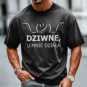 Men's Shrug Emoticon Dziwne U Mnie Dziala Acid Wash Shirt Heavyweight T-shirt Short Sleeve T shirt DTG Crew Neck Shirt Fashion Daily Street Holiday Black Pink