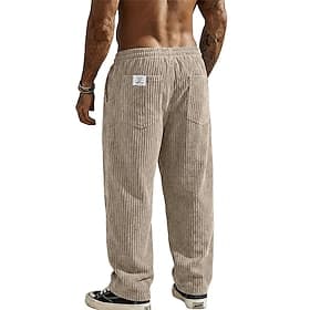 Men's Trousers Corduroy Pants Winter Pants Casual Pants Baggy Pants Drawstring Embroidered Pocket Solid Color Comfort Full Length Casual Daily Outdoor Fashion
