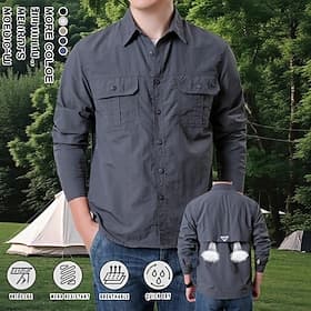 Men's Shirt Casual Shirt Work Shirt Button Up Shirt Blue Black Green khaki Beige Long Sleeve Plain Shirt Collar Casual Daily Quick Dry Clothing Apparel Fashion