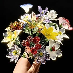 Glass Birth Month Flower, Handmade Blown Glass Flower Gift for Birthday, Mother's Day, Girlfriend, Best Friend, Sister, Grandma – Unique Gift for Her, Women, F