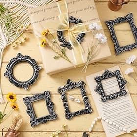 1PC, French Resin Material Black-gilted Three-dimensional Engraved Mini Photo Frame Frame Decoration, Suitable for Photography Props, Tabletop Miniature Orname