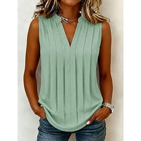 Women's Tank Plain Vintage Stylish Basic Sleeveless V Neck Regular Tops Casual Daily Khaki Black White Green Summer Spring