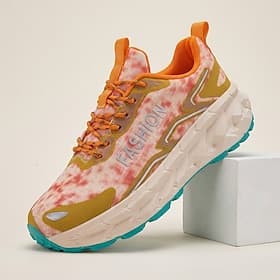 Men's Colorful Running Sneakers, Lace-Up Sport Walking Shoes, Chunky Cushion Sole Shoes for Gym, Travel, Outdoor