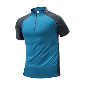 Men's T shirt Hiking Tee shirt Quarter Zip Sweatshirt Short Sleeve Stand Collar Tee Tshirt Muscle T-Shirt Short Sleeve Shirt Outdoor Quick Dry High Elasticity