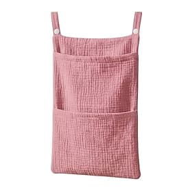 Pure Cotton Baby Crib Hanging Bag – Multi-Functional Newborn Stroller Organizer, Soft Breathable Essential Storage Bag for Nursery, Diaper Bottle Toy Holder fo