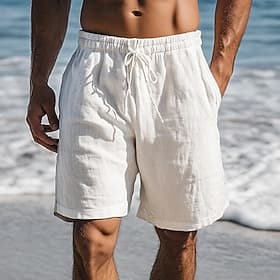 Men's Summer Shorts Beach Shorts Baggy Shorts Drawstring Elastic Waist Plain Plain Comfort Breathable Knee Length Casual Daily Outdoor Classic Style Retro Vint