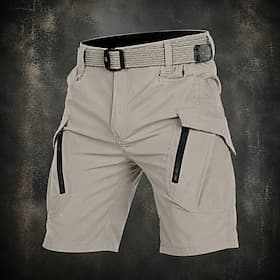 Men's Lightweight Cargo Shorts Comfort Waist Tactical Cargo Shorts Quick Dry Multi Pocket Plain Knee Length Casual Outdoor Streetwear Fashion Streetwear Khaki