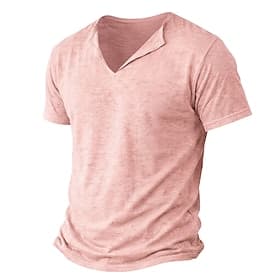 Men's Tee Top Linen T-Shirt Short Sleeve Short Sleeves V Neck Spring Summer Summer Spring Plain Fashion Designer Basic Soft Casual Vacation Street Blue White